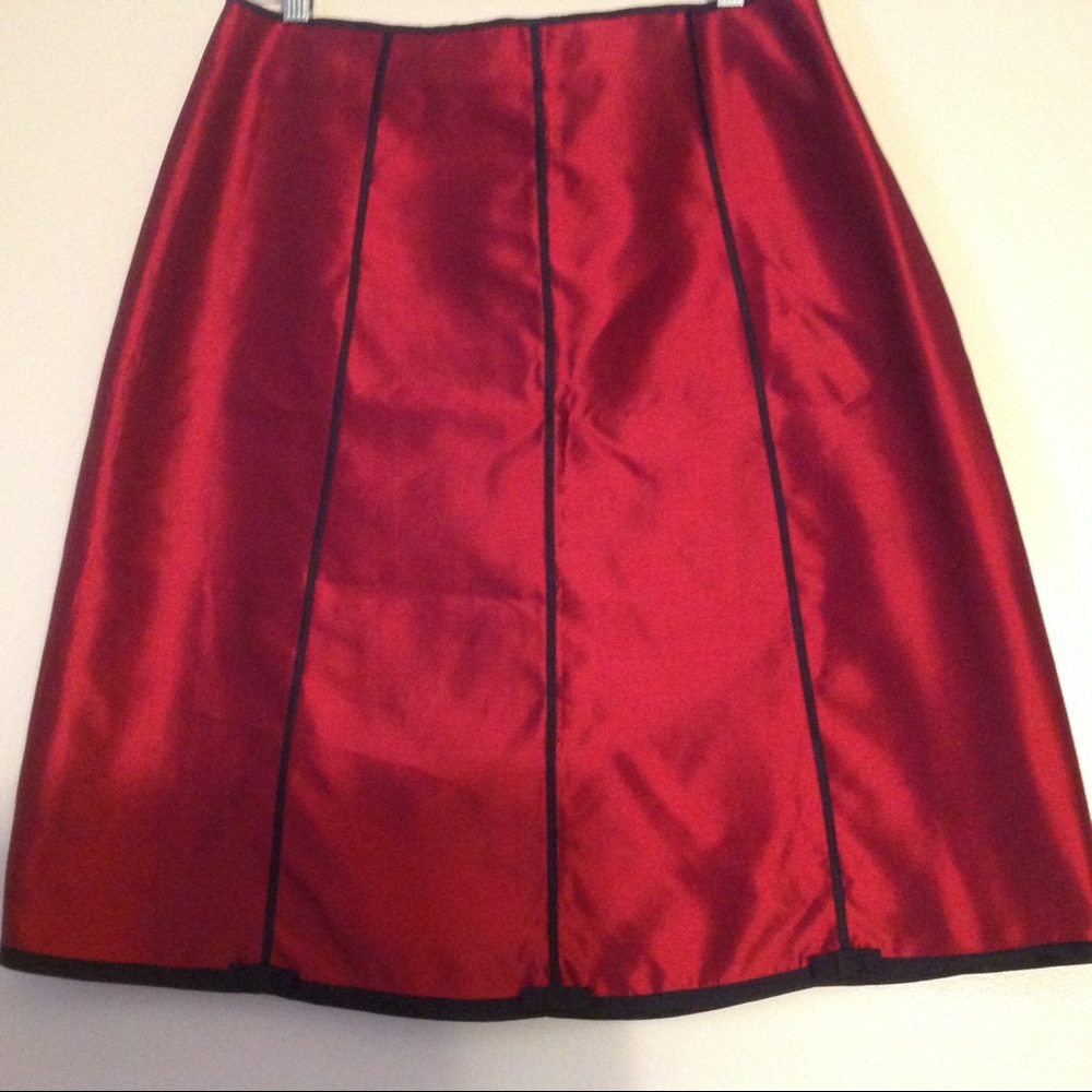 Silkland crimson red & black silk skirt size 14P